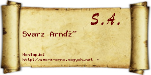 Svarz Arnó névjegykártya